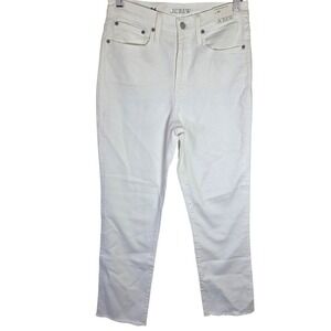 NWT J Crew Slim Boyfriend Jeans Womens 26 White Raw Hem Casual Denim